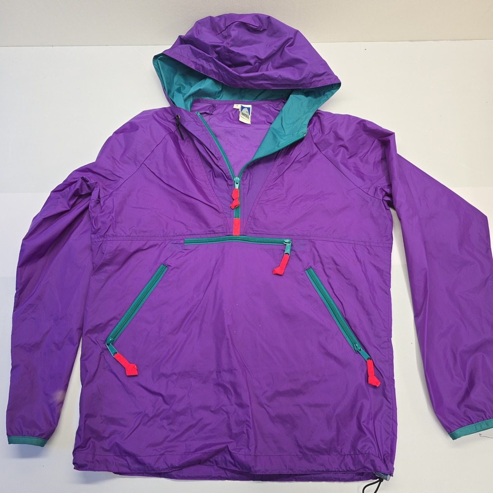 Sierra Designs Vintage 90s Anorak Windbreaker Purple Teal Pink Womens Small